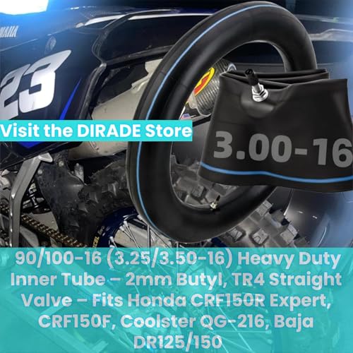 90/100-16 (3.25/3.50-16) Heavy Duty Inner Tube – 2mm Butyl, – Fits Honda CRF150R Expert, CRF150F, Coolster QG-216, Baja DR125/150