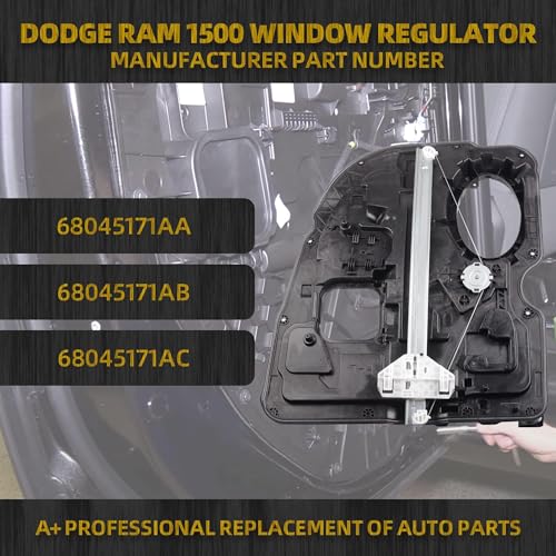 Dasbecan Rear Left Window Regulator with Motor Compatible with Ram 1500