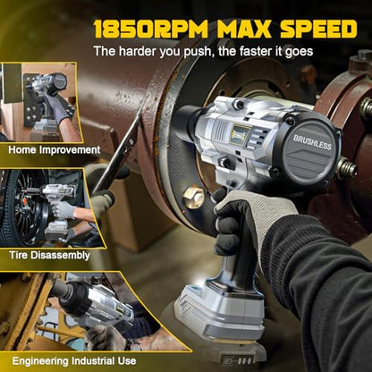 1800 Ft-lbs (2440Nm) Cordless Impact Wrench 1/2" Compatible with DeWalt 20V - size: 1/2 inch, style: Compatible with Dewalt 20V Battery (Bare Tool)