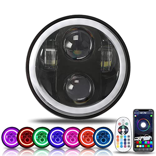 SUNPIE 5-3/4 5.75 Inch RGBW Head light Motorcycle Compatible with Sportster XL883 XL1200 Compatible with Dyna Low Rider Wide/Super Glide
