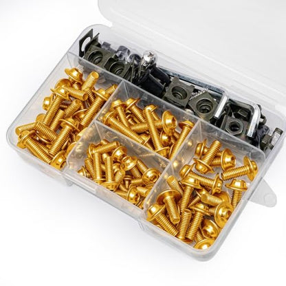 Motorcycle Fairing Bolt Kit 177Pcs, M5 M6 Stainless Steel, Gold - color: Gold