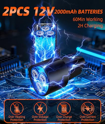 2027 Buffer Polisher, 8-Speed 1200W Power with 2 Batteries & LED Display