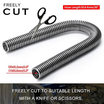 Universal 36" Stainless Steel Radiator Flexible Coolant Water Hose Kit W Cap Clamp Silver - size: Silver-36inch
