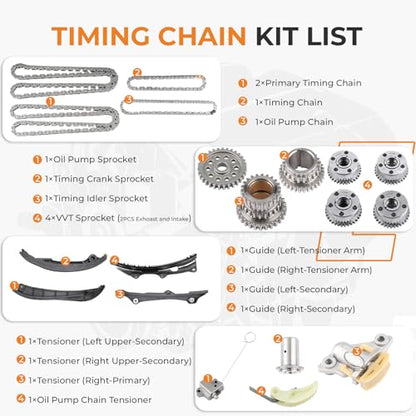 Autoexact 3.6L Engine Timing Chain Kit Fit for V6 2011-2015 Chrysler Town Country Dodge Challenger Durango Journey Jeep Grand Cherokee Wrangler Ram ProMaster 1500 5184355AF 5184357AE 5184364AD - size: Fit for 2011-2015 Jeep/Dodge - 3.6L w/VVT