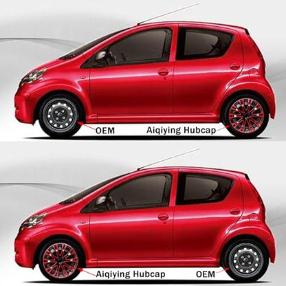 16 inch Hubcaps ABS Replacement for Steel Wheel（Non-Alloy） Snap-on Set of 4 - color: BK-Red-Black, size: 16-inch