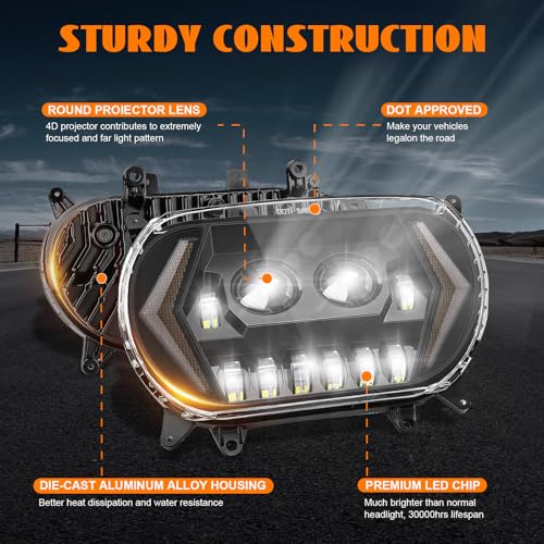 120W Road Glide Led Headlight Super Bright Front Headlamp High Low Beam w/Turn Signal Light DRL Fit for 2015-2023 Harley Touring Road Glide FLTR Models 2024 FLTRK FLTRT