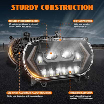 120W Road Glide Led Headlight Super Bright Front Headlamp High Low Beam w/Turn Signal Light DRL Fit for 2015-2023 Harley Touring Road Glide FLTR Models 2024 FLTRK FLTRT