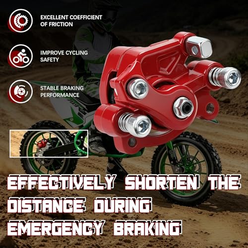 Mini Bike Rear Brake Caliper with Brake Pads for Coleman CT100U CC100X RB100 B100 Baja DB30 Dirt Bug Motovox MBX10 MBX11 105cc 99cc 97cc 79cc 2.5hp 2.8hp Monster Moto MMB-80 MM-B105 Parts （RED） - color: RED