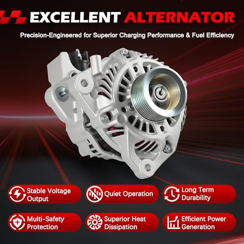 11176 Alternator 12V 80Amp Fits for Honda for Civic 2006 2007 2008 2009 2010 2011 1.8L Automotive Replacement Alternator OE 31100RNAA01RM, 400-48050, 213-9718, 210-4236 - size: 11176 | 80A