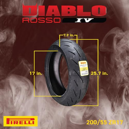 Pirelli Diablo Rosso IV Front & Rear Tire Set 110/70 ZR 17 & 200/55 ZR 17 - size: 110/70 ZR 17; 200/55 ZR 17