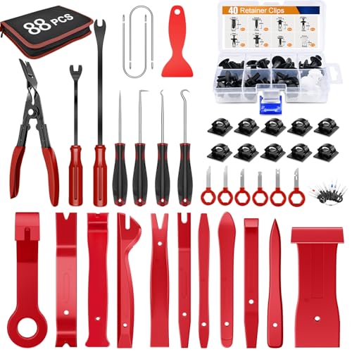 GOOACC 88Pcs Auto Trim Removal Tool and Push Pin Retainer Clip Set - color: 48Pcs Remover + 40Pcs Clips
