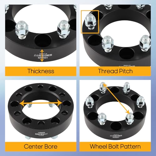 OCPTY 2PCS 6x5.5 to 6x5.5 Wheel Spacers 1.5 inch 14x1.5 Studs 108mm Bore - size: 1.5 inch