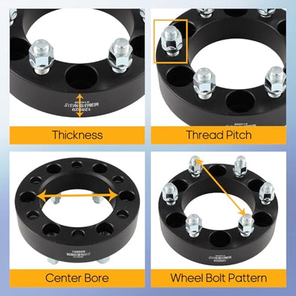 OCPTY 2PCS 6x5.5 to 6x5.5 Wheel Spacers 1.5 inch 14x1.5 Studs 108mm Bore - size: 1.5 inch