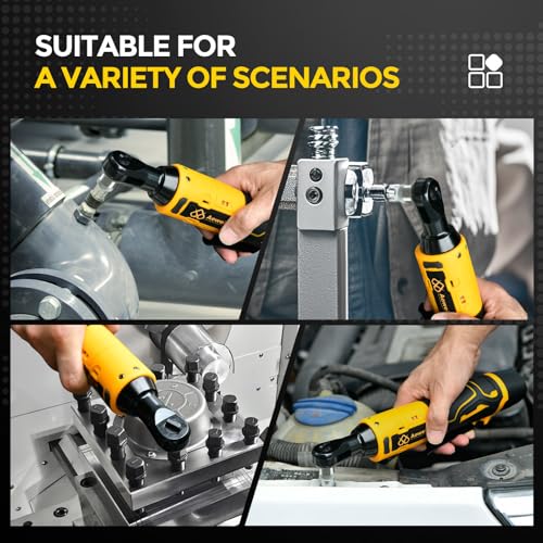 3/8" Cordless Ratchet Wrench Set, 12V Electric Power Ratchet, Yellow - color: Yellow