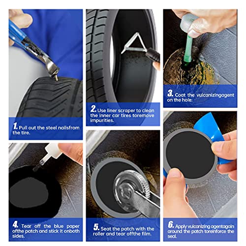 60PCS Tire Patches Tire Patch Kit 32 mm 42 mm 58 mm Tire Repair Kit with Tire Patch Roller Scraping Cutter Tire Repair Tools for Car Truck Motorcycle Bike - size: 60pcs patches