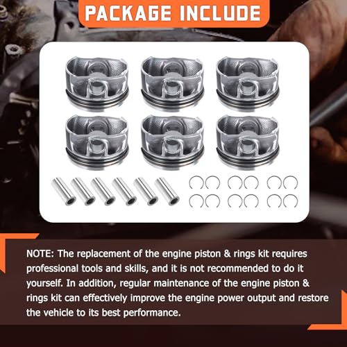 06M107065AB 6pcs Engine Pistons Ring Sets Fit for Touareg Audi S4 B9 S5 A6 A7 A8 Q7 SQ5 3.0 TFSI V6 DOHC 24V EA839 Replace for 06M107066AB 06M198151 079311327A