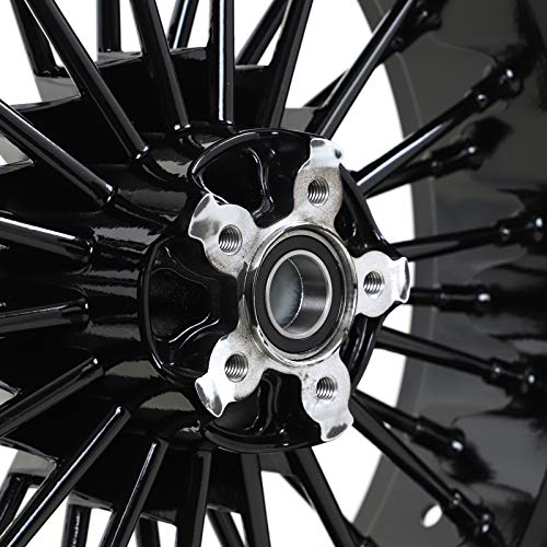TOFR 18x3.5 18x5.5 Fat Spoke Wheels Set For Harley Softail Choppers 06-17 - color: Gloss Black, size: Front：18x3.5 Rear：18x5.5