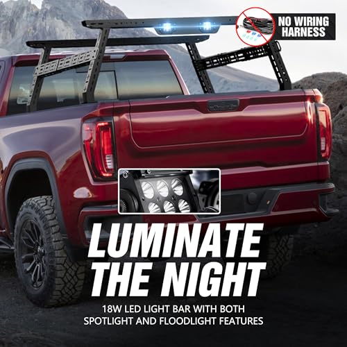 for Colorado & Canyon Overland 16-24.8" High Truck Bed Racks with 2 LED Lights Compatible with 2015-2025 Chevy Chevrolet Colorado & GMC Canyon, Ladder Rack for Bed Rails