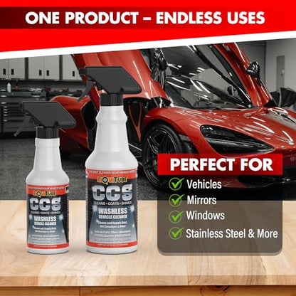 CCS Multi Surface Cleaner - Bug Remover for Motorcycles, Cars, Trucks, RVs, Boats - Clear Coat Ceramic Alternative - Top Coat Shine and Protection Technology (2 pack 2 oz w/towel) - size: 4 Fl Oz (Pack of 1)