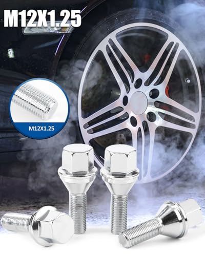 GAsupply 12x1.25 OEM Lug Bolts, 28mm Shank Length Cone Seat 3/4" Hex, 5pcs - color: Silver, size: 5pcs