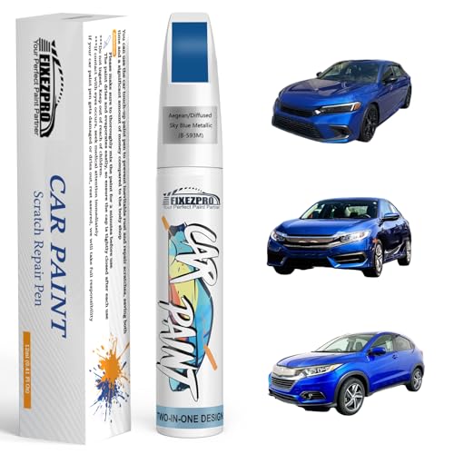 B-593M Aegean/Diffused Sky Blue Metallic Touch Up Paint for Honda - color: B-593M Aegean/Diffused Sky Blue Metallic for Civic/CR-V/CR-Z/Fit/HR-V/Insight/Pilot, style: For honda