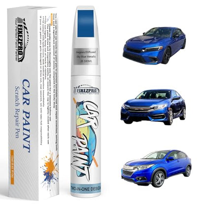 B-593M Aegean/Diffused Sky Blue Metallic Touch Up Paint for Honda - color: B-593M Aegean/Diffused Sky Blue Metallic for Civic/CR-V/CR-Z/Fit/HR-V/Insight/Pilot, style: For honda