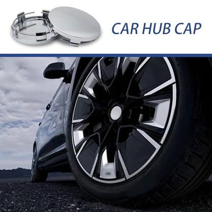 4 PCS Car Wheel Center Hub Cover, 60MM/2.36In OD 56MM/2.2In ID Wheel Center Caps, ABS Rust-Proof Durable Snap-in Vehicle Rim Hub Caps Accessories (Silver) - color: Silver