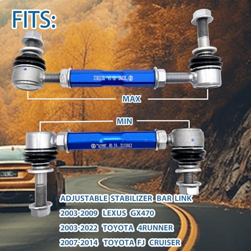 4Set Modified Adjustable Sway Bar 2003-09 Lexus GX470 03-22 Toyota 4Runner - size: 7.48-9.84' / 5.91-7.87'