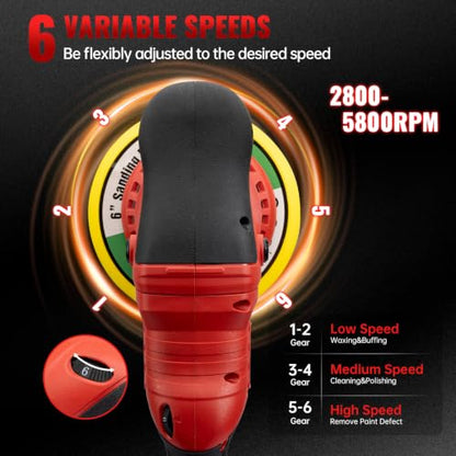 Polisher for Car Detailing to 5500Rpm (Red, Upgraded Version) - color: Red, Upgraded Version