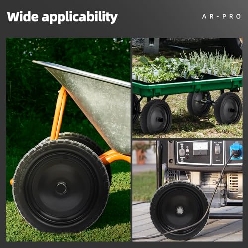 AR-PRO (4 Pack) 13" Flat Free Tire and Wheel, 5/8" Bore, 2.17" Offset Hub - size: 13" Solid Tire (4-Wheel)