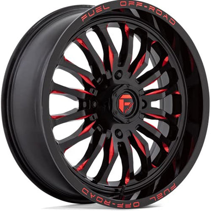 Fuel UTV D822 Arc 20x7 4x156 +13mm Black/Red Wheel Rim 20" Inch