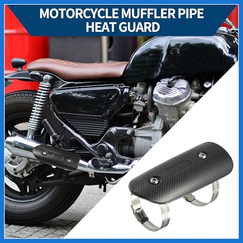 Muffler Heat Guard with Clamp/Exhaust Pipe Head Shield Cover for Motorcycle/Heat Insulation Carbon Fiber 145x62mm / 1 Set Black Auto Accessories