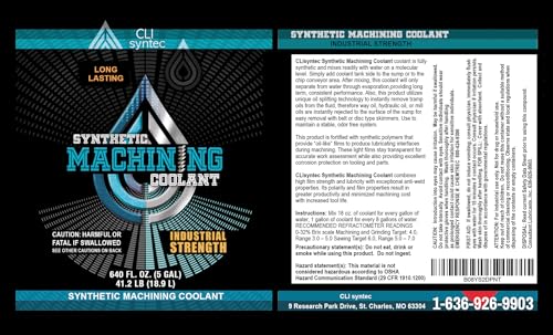 Premium Synthetic Machining Coolant - 640 FL. OZ. (5 Gallon) Cutting/Grinding/Sawing, Industrial Strength, Made in The USA