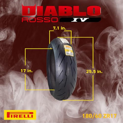 Pirelli Diablo Rosso IV Front & Rear Tire Set 120/70 ZR 17 & 180/60 ZR 17 - size: 120/70 ZR 17 58W; 180/60 ZR 17