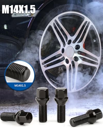 GAsupply M14x1.5 28mm Shank Lug Bolts, 17mm Hex Conical Seat, 20pcs - color: Black, size: 28mm Shank Acron Seat