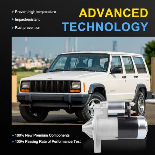 17749N Starer Replacement New for 4.0L 1999-2001 Cherokee, 1999-2002 Grand Cherokee TJ, 1999-2004 Wrangler, L6 12V 1.6kW 10 Teeth SMT0077 410-48052 17749N 336-1691A M001T84381 - color: 17749