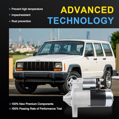 17749N Starer Replacement New for 4.0L 1999-2001 Cherokee, 1999-2002 Grand Cherokee TJ, 1999-2004 Wrangler, L6 12V 1.6kW 10 Teeth SMT0077 410-48052 17749N 336-1691A M001T84381 - color: 17749