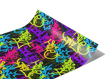 Rwraps Graffiti Caution Wet Paint Matte Vinyl Film Wrap 59in x 7ft Vinyl Vehicle Car Film Sheet Roll