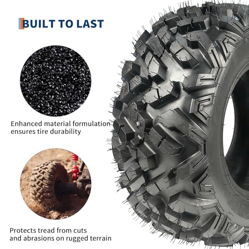 Garvee Set of 4 AT25X8-12 & AT25X10-12 6PR ATV UTV Tires - size: AT25X8-12＆AT25X10-12, style: Pattern A