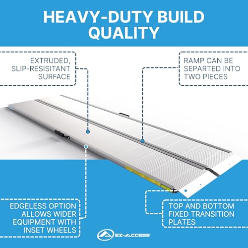 EZ-Access Traverse Aluminum Singlefold Edgeless Ramp, Silver, Loading, 8 ft - size: 8 Foot, style: Singlefold Edgeless