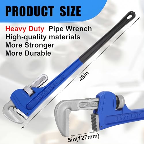Gisafai 48" Straight Heavy Duty Pipe Wrench Set - size: 48"