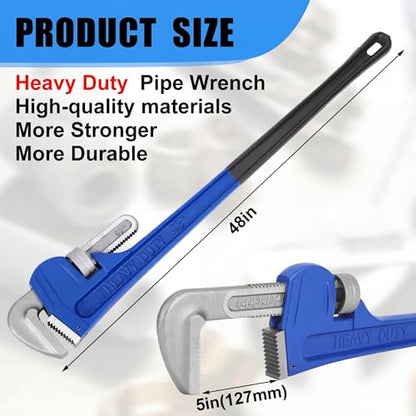 Gisafai 48" Straight Heavy Duty Pipe Wrench Set - size: 48"