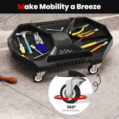 Goplus Rolling Tool Tray, Under Car Magnetic Moving Tray with 4 Swivel Casters, 55 LBS Capacity Caddy Tray, Tool Tray Creeper for Garage, Workshop, Automotive Repair, Mechanics - size: 20.5" x 16.5" x 4"
