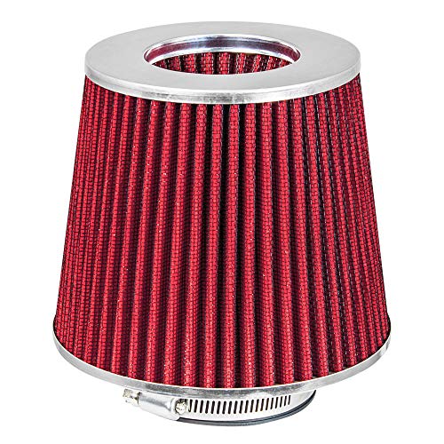 Mortar Aftermarket Auto Air Filter Replacement - Car Enthusiast Class Universal Cold Air Intake Gulps in More Air for More Engine Power & Passionate Induction Sound, 2.5 In, Red