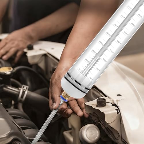 2-Pack 500CC Automotive Fluid Extractor Pump, Manual Oil Change Syringe with 50cm Rubber Hose, Manual Suction Vacuum Fuel Car Transfer for Power Steering