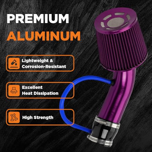 BARTOO 3 Inch Cold Air Intake Pipe Turbo Piping for Car Truck Purple - color: Z-Purple Pipe