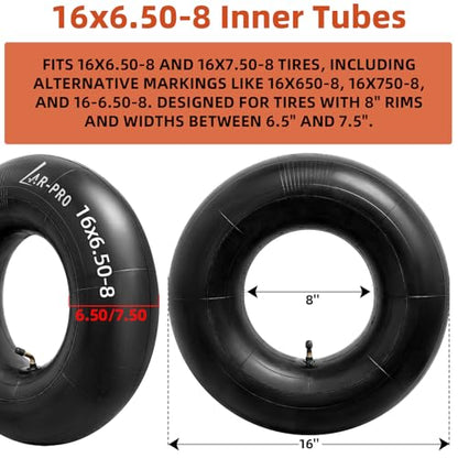 AR-PRO 2-Pack 16x6.50-8 Inner Tubes with TR-87 Bent Valve Stems – Replacement 16x6.50/7.50-8 Heavy-Duty Tubes for Lawn Mowers, Garden Tractors, Golf Carts, Snow Throwers, ATVs, and Utility Trailers - size: 16x6.50-8,TR-87