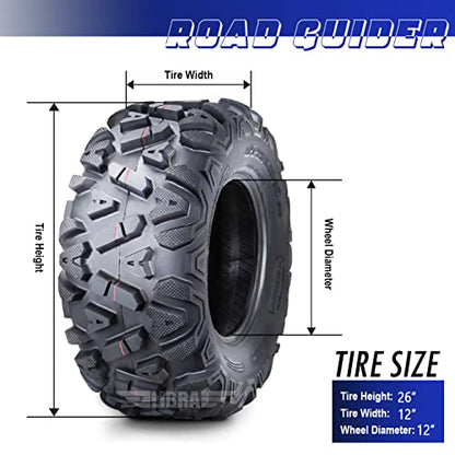 Road Guider Set 2 ATV UTV Mud Tires 26x12-12 26x12x12 6PR - size: 26X12-12