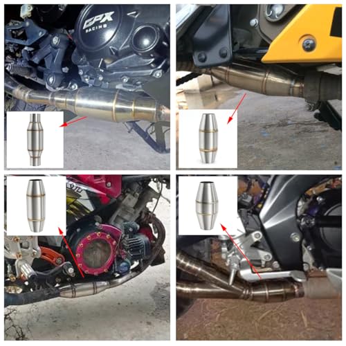Exhaust Pipe Resonator Baffle Muffler DB Killer Quiet Mid Pipe Expansion Chamber Silencer Noise Eliminator Deadener for Motorcycle ATV UTV Go Kart (A) - size: A