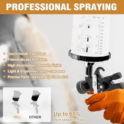 HVLP Spray Gun Premium Kit, Automotive Paint Gun 1.4/1.7/2.0/2.5mm Nozzles - color: Black